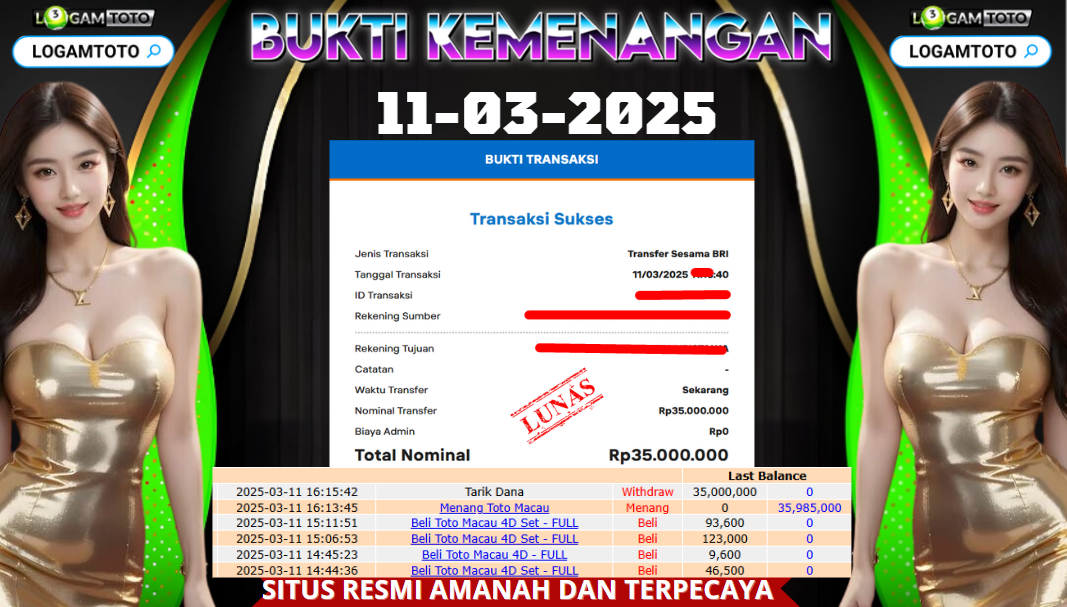 SELAMAT KEPADA MEMBER SETIA LOGAMTOTO BERHASIL JACKPOT DI PERMAINAN TOGEL TOTO MACAU SEASON 2